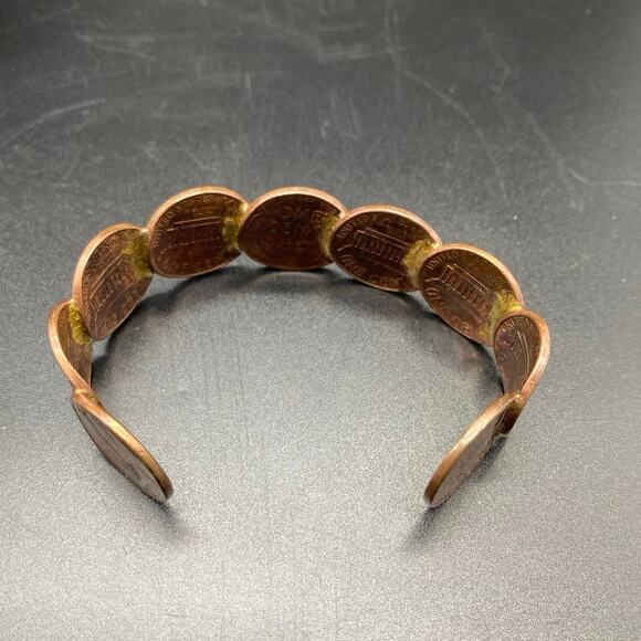 Vintage‎ Copper Penny Cuff Bracelet 1941 to 1974 Coins Handmade Bangle - Picture 3 of 10